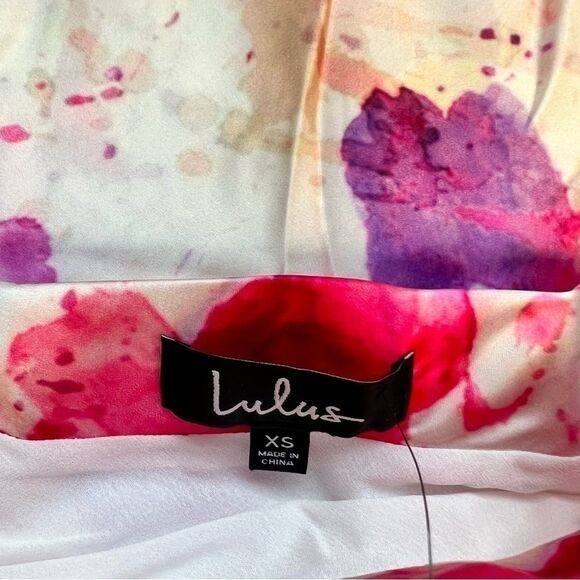 Lulus Satin Pink/Purple Splatter Skirt Size XS/Small NWT - Picture 4 of 8